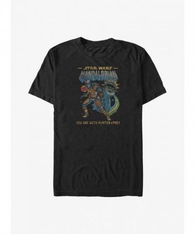 Mandalorian Hunter & Prey Mando and Grogu Big & Tall T-Shirt - Men's UNISEX BLACK