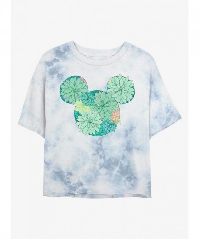 Disney Girls Mickey Mouse Tie-Dye Succulent Crop Top - Multi