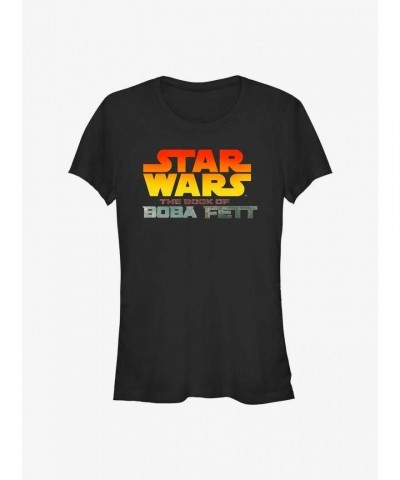 Star Wars Girls T-Shirt - The Book of Boba Fett Logo, Junior Size, Lightweight Cotton - Black
