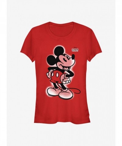 Disney Girls Mickey Mouse Graffiti Red T-Shirt - Junior Sizes