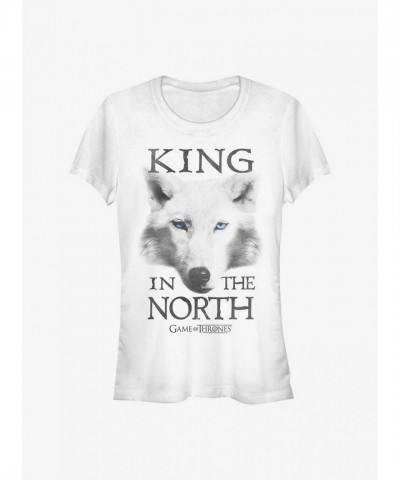 Game Of Thrones King In The North Wolf Graphic Tee - Junior Girls Size White