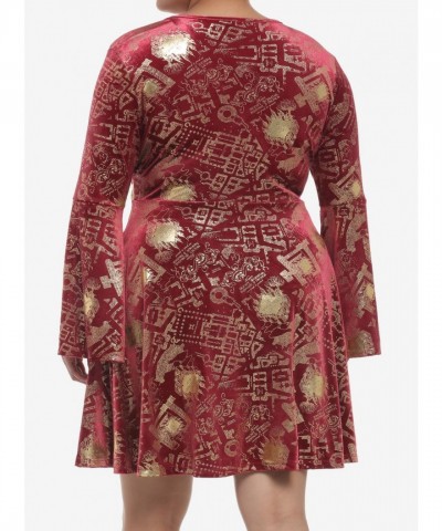 Harry Potter Marauder's Map Inspired Velvet Dress for Plus Sizes