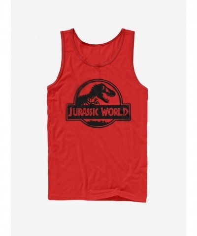 Jurassic World Spray Paint Logo Tank Top - Red for Men