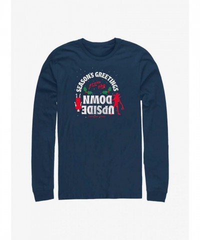 Stranger Things Long-Sleeve T-Shirt - Season's Greetings for Men in Blue