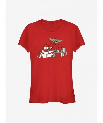 Mandalorian Child and Gifts T-Shirt for Girls - Red Cotton Junior Size