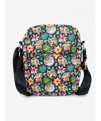 Star Wars Mandalorian Baby Yoda Floral Design Unisex Crossbody Bag