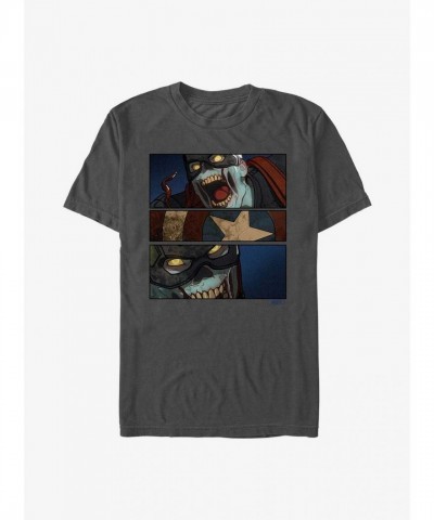 Marvel Zombie Captain America Tri-Panel T-Shirt for Men