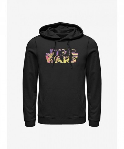 Star Wars Movie Scenes Logo Hoodie - Men's Black