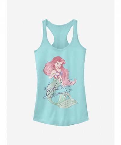 Disney Signed Ariel Tank Top for Girls - Blue Cotton