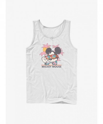 Disney Men's Comfortable Mickey Mouse Beach Tank Top - White