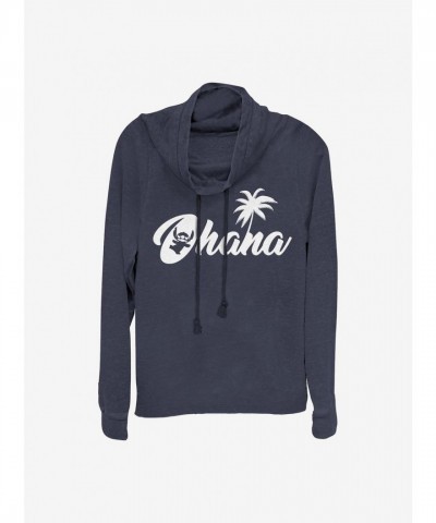 Disney Girls Lilo & Stitch Ohana Silhouette Long Sleeve Top - Blue