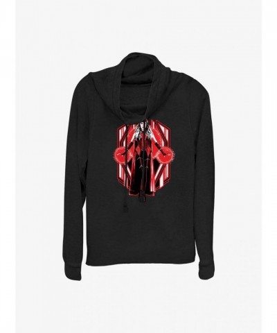 Marvel Scarlet Witch Cowl Neck Top - Lightweight Women's Black Sweatshirt