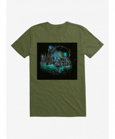 Harry Potter Navy Blue Hogwarts Castle Glow T-Shirt for Men
