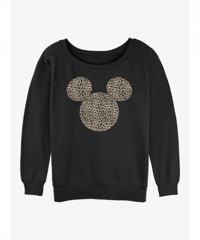 Disney Girls Slouchy Sweatshirt with Mickey Mouse Ears - Black