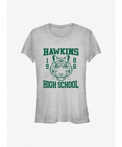 Stranger Things Hawkins High School Grey T-Shirt for Girls