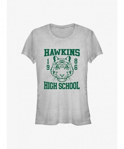 Stranger Things Hawkins High School Grey T-Shirt for Girls