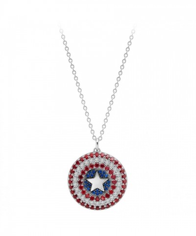 Captain America Shield Sterling Silver Pendant Necklace by CRISLU for Women
