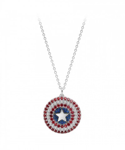 Captain America Shield Sterling Silver Pendant Necklace by CRISLU for Women