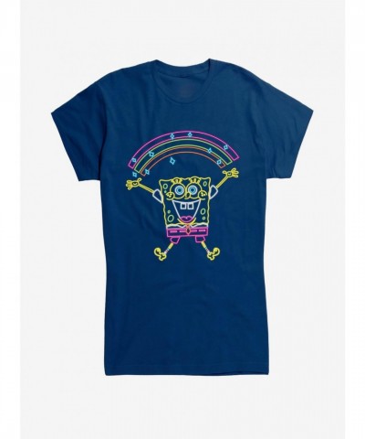 SpongeBob SquarePants Rainbow Neon Sparkle Junior T-Shirt
