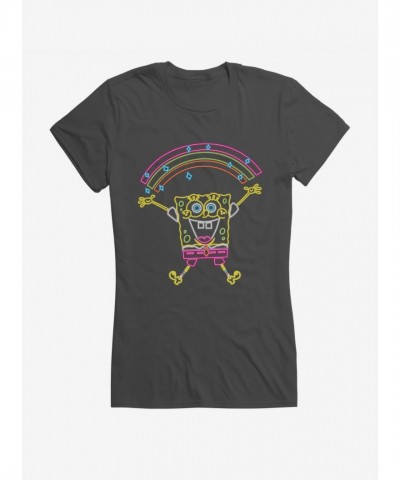SpongeBob SquarePants Rainbow Neon Sparkle Junior T-Shirt