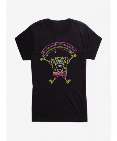 SpongeBob SquarePants Rainbow Neon Sparkle Junior T-Shirt