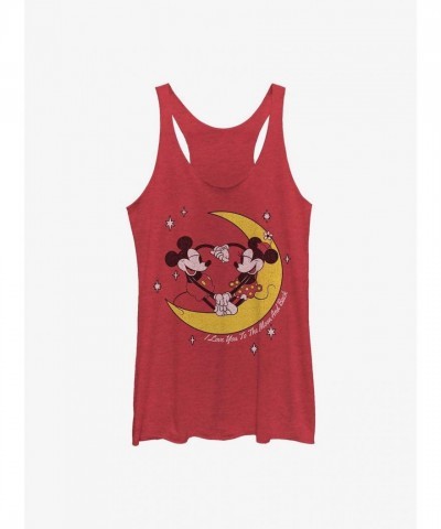 Disney Girls Cute Mickey Mouse To The Moon Tank Top - Red