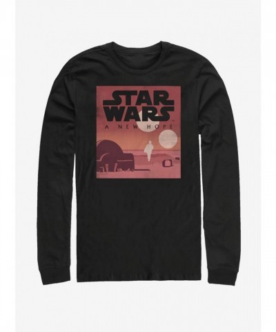Star Wars A New Hope Minimal Tee - Men's Black Long Sleeve