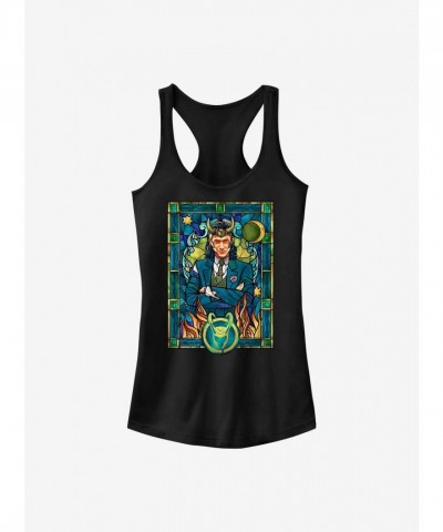 Marvel Girls' Loki Stained Glass Tank Top - Black