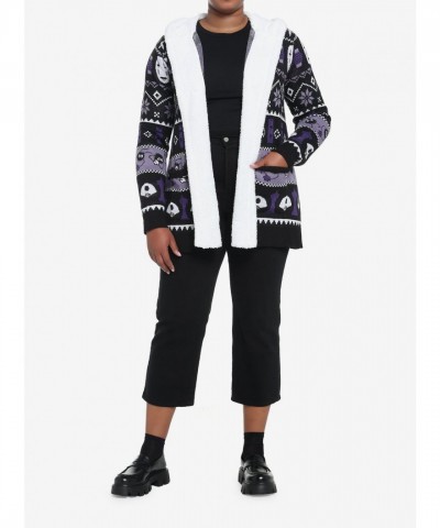 Her Universe Plus Size Girls' Fair Isle Sherpa Open Cardigan