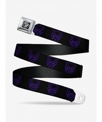 Marvel Black Panther Avengers Emblem Unisex Seatbelt Belt - Black & Purple