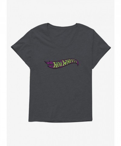 Hot Wheels Spooky Logo Plus Size T-Shirt for Girls - Grey