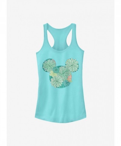 Disney Girls Blue Mickey Mouse Succulents Tank Top