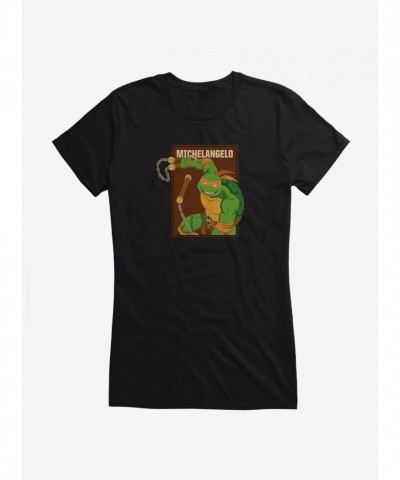 Teenage Mutant Ninja Turtles Girls T-Shirt - Soft Michelangelo Action Pose Tee