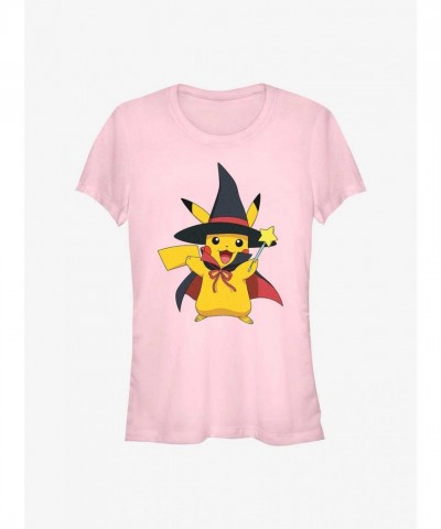 Pokemon Pikachu Wizard Girls T-Shirt - Pink Lightweight Cotton