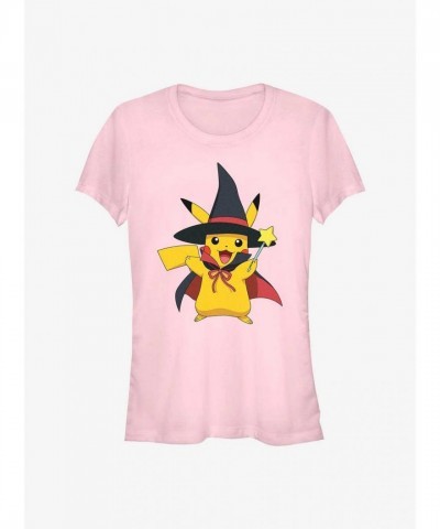 Pokemon Pikachu Wizard Girls T-Shirt - Pink Lightweight Cotton