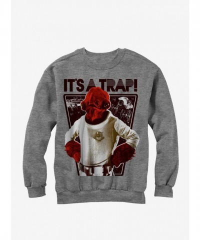 Star Wars Admiral Ackbar It's a Trap Unisex Heather Grey Sweatshirt