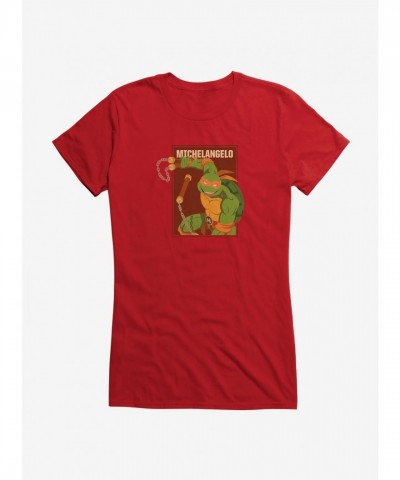 Teenage Mutant Ninja Turtles Girls T-Shirt - Soft Michelangelo Action Pose Tee