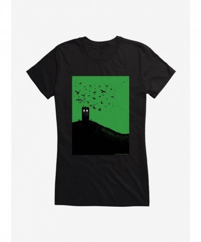 Doctor Who Tardis Crow Call Girls Lightweight Black T-Shirt