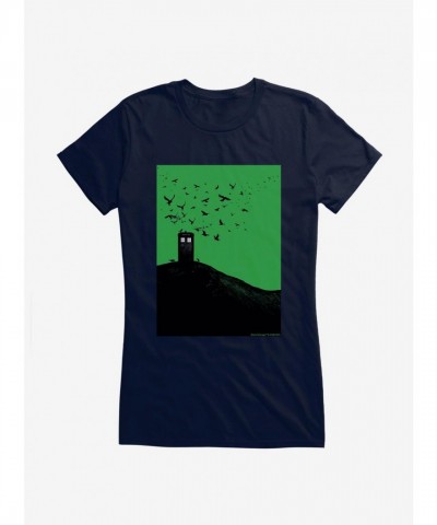 Doctor Who Tardis Crow Call Girls Lightweight Black T-Shirt