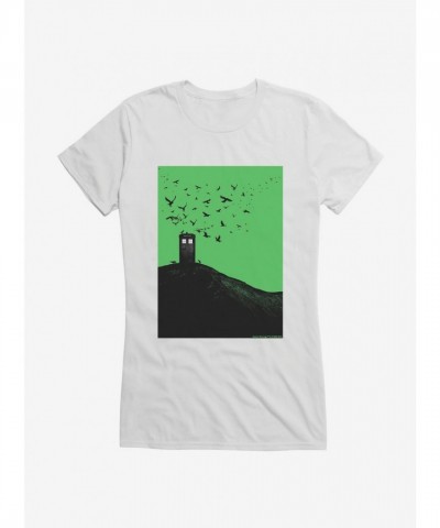 Doctor Who Tardis Crow Call Girls Lightweight Black T-Shirt