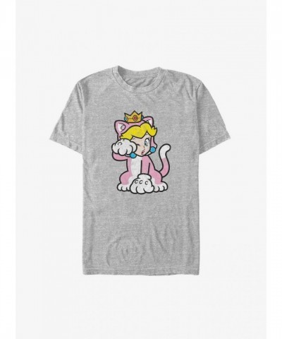 Nintendo Big & Tall Grey Mario Cat Peach T-Shirt for Men
