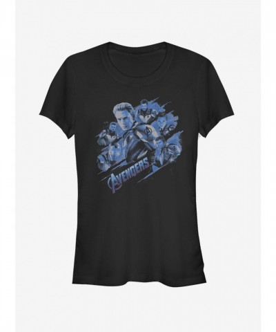 Marvel Captain America Blue T-Shirt for Girls - Black