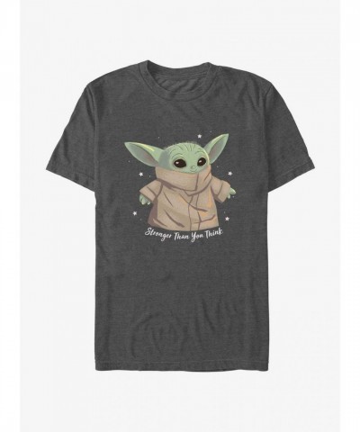 The Mandalorian Grogu Stronger Tee - Grey Men's Lightweight Cotton