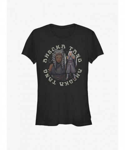 Star Wars Mandalorian Ahsoka T-Shirt for Girls - Black Cotton