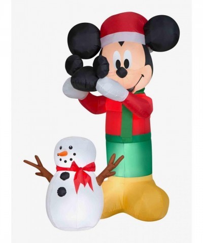 Disney Animated Airblown Inflatable Mickey Mouse Snowman Hat Display