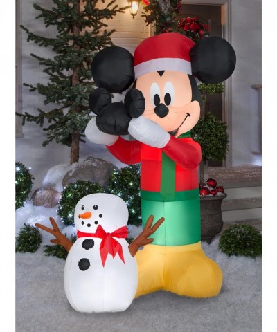 Disney Animated Airblown Inflatable Mickey Mouse Snowman Hat Display