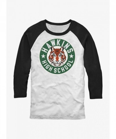 Stranger Things Hawkins High School Unisex Raglan T-Shirt - White