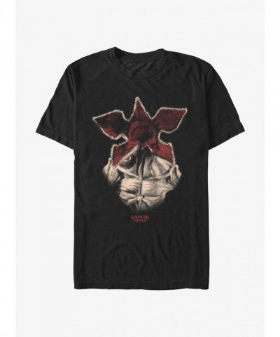Stranger Things Demogorgon Print T-Shirt - Black Men's