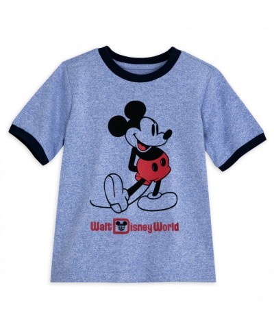 Mickey Mouse Vintage Ringer Tee for Boys – Walt Disney World – Blue