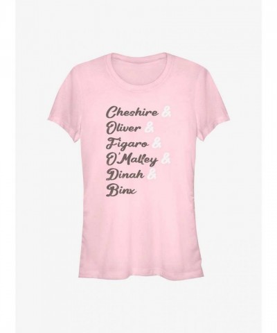 Disney Channel Cheshire Oliver Figaro O'Malley Dinah Binx Girls Cotton T-Shirt - Pink